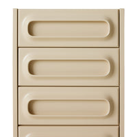 Front view of the tall cream Space Drawer Cabinet by HKLIVING, showing six rounded drawer fronts