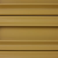 Close-up of the olive-mustard drawer fronts and cream side panel on the Space Drawer Cabinet by HKLIVING
