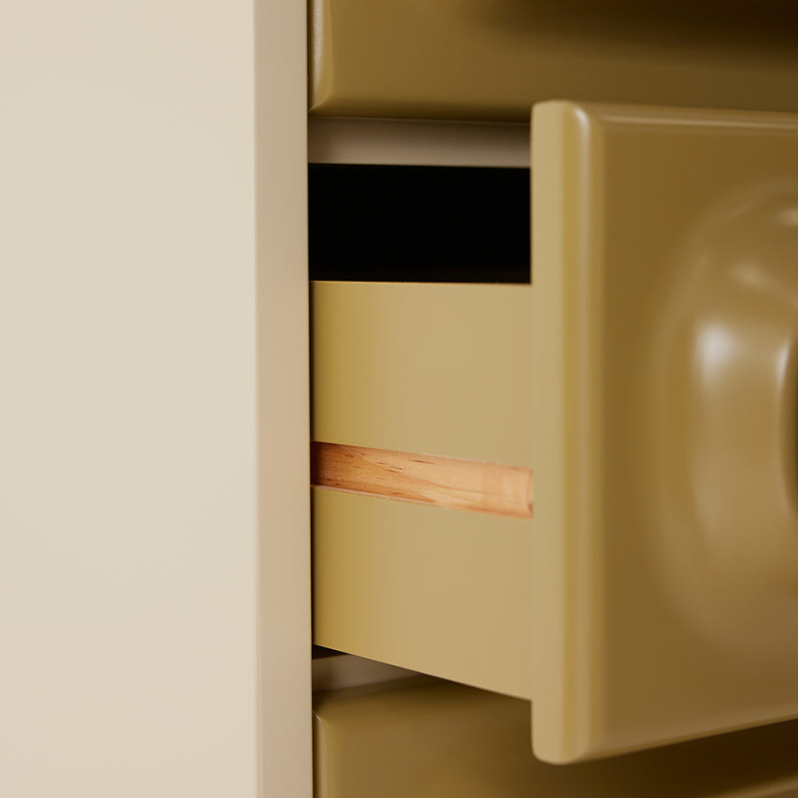 Detail shot of the Space Drawer Cabinet in Sage-Cream by HKLIVING