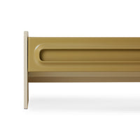 Front view of the long Space Lowboard in Sage-Cream by HKLIVING, showing the cream frame and olive-mustard drawer fronts