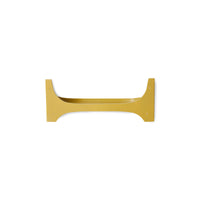 Side detail of the curved mustard-yellow Retro Wall Shelf by HKLIVING
