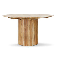 Pillar Dining Table, Round, Teak Natural by HKLIVING, 140cm diameter, Handmade