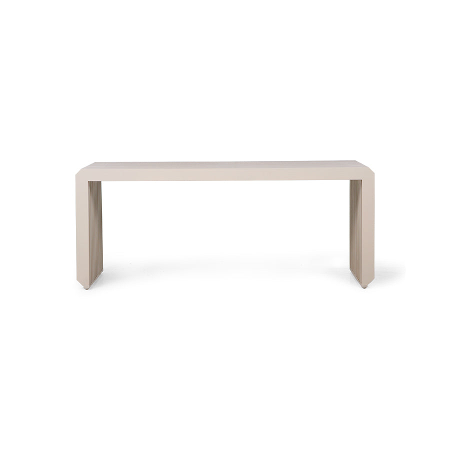 Sturdy sand sungkai wood bench for serene modern home