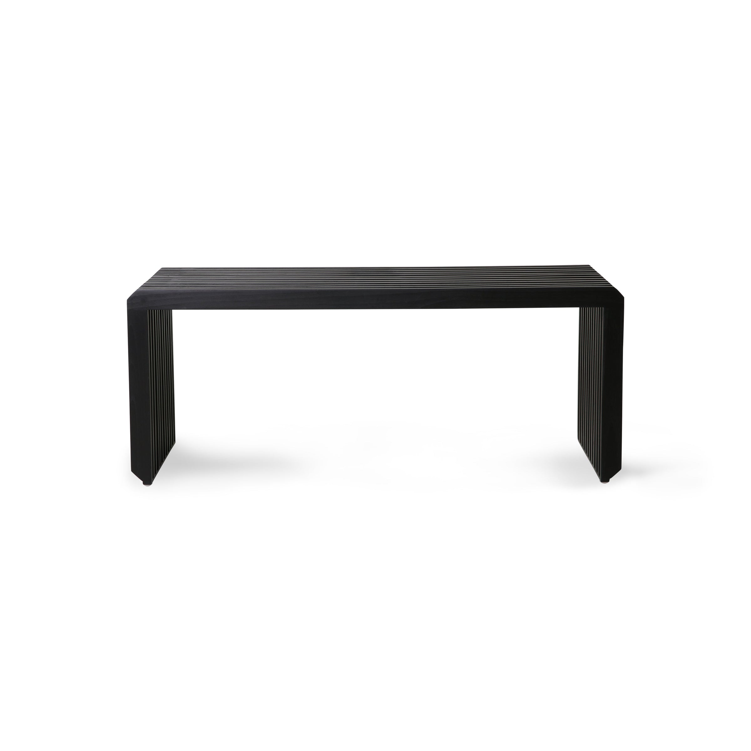 Contemporary black bench with slatted design by hkliving