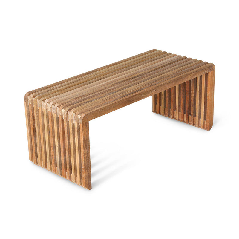 Slatted teak bench by hkliving with minimalist design