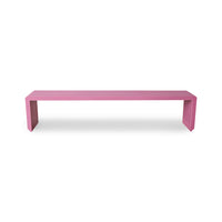 Statement hot pink wooden bench with slatted design for contemporary interiors