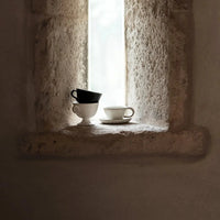Tuva Cup with Saucer - Handmade Ceramic Cup Set in Beige & Taupe