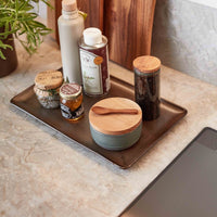 RAW Northern Green Small Bowl with Teak Wood Lid & Spoon by Aida – Stoneware Storage for Stylish Everyday Serving