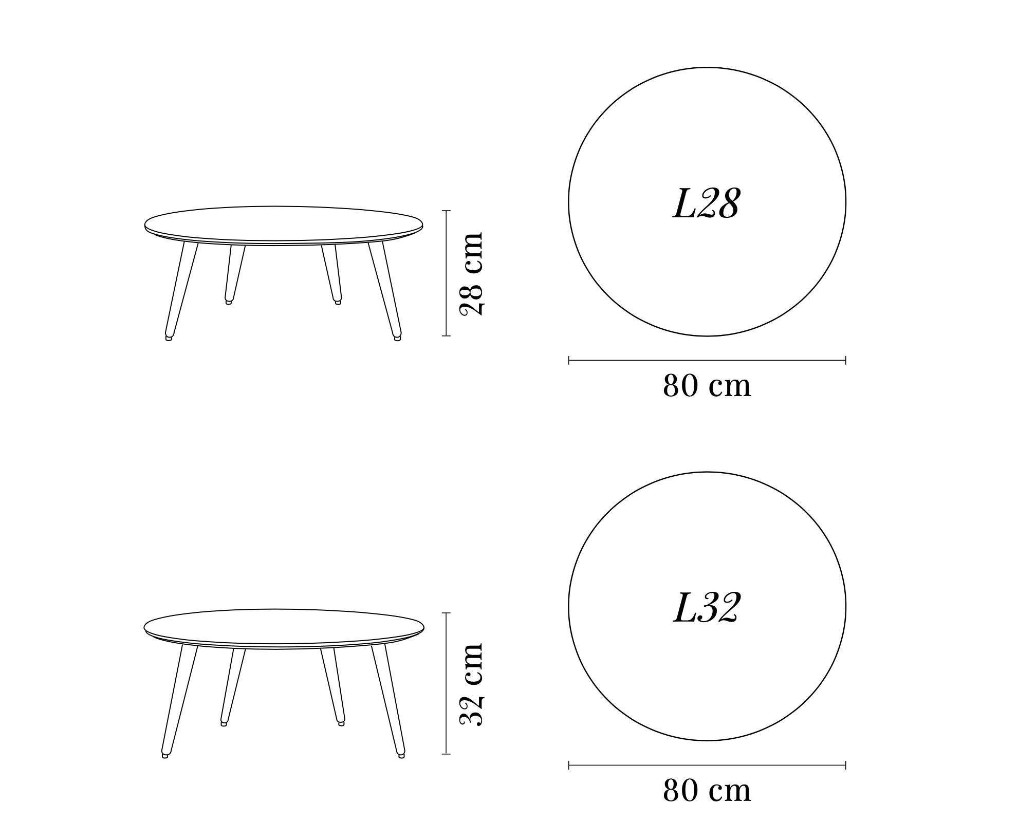 Fox Round Coffee Tables, Ash Wood, 366 Concept