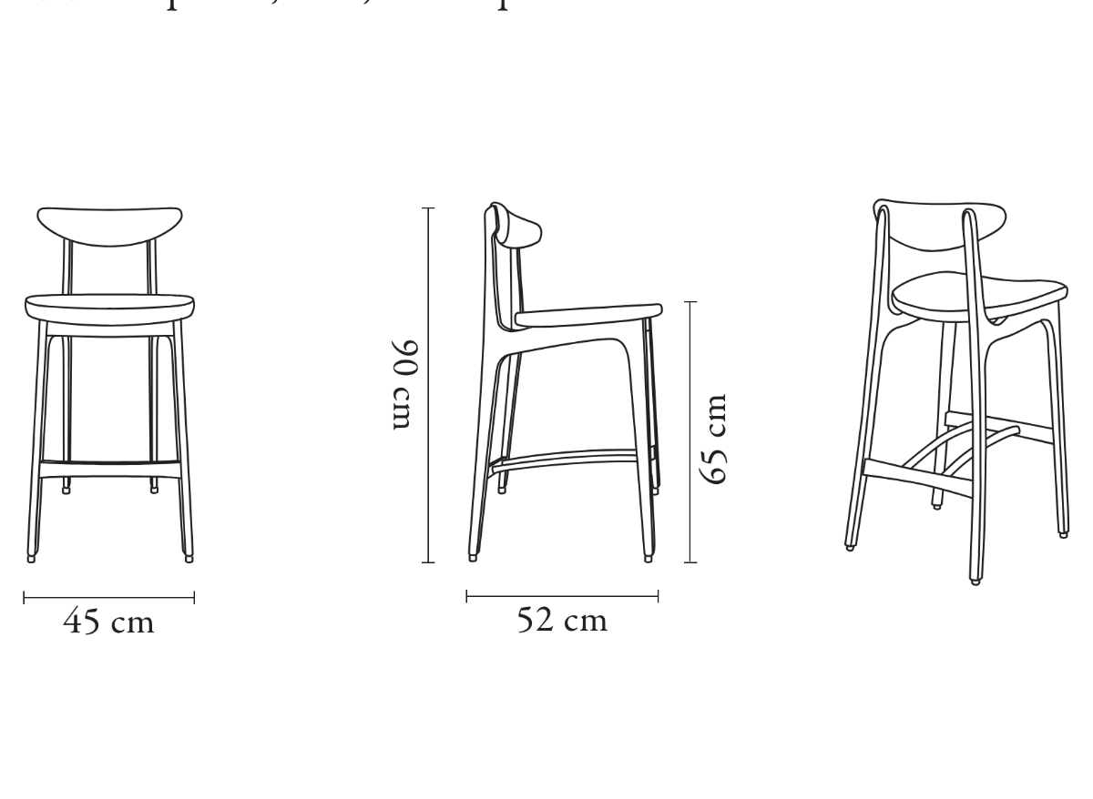 Bar Stool, 200-190, in Ash Wood, With or Without Backrest, Handmade by 366 Concept