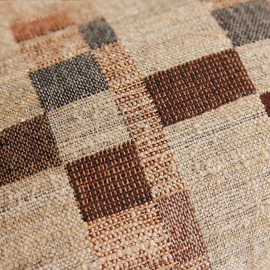 HKLIVING Silk Cushion Rural 40x25cm, close-up of woven wool and silk texture and organic print
