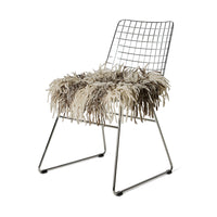 HKLIVING Wire Chair Comfort Kit shaggy cushion fitted onto the Wire Chair, angled view