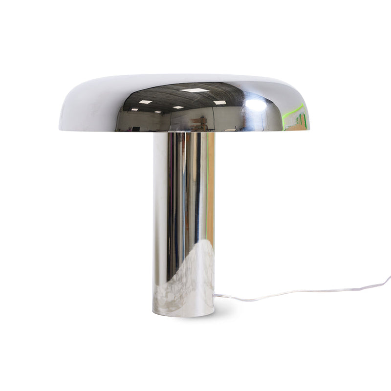 chrome mushroom table lamp by HKLIVING in high gloss steel finish, sculptural dome shade
