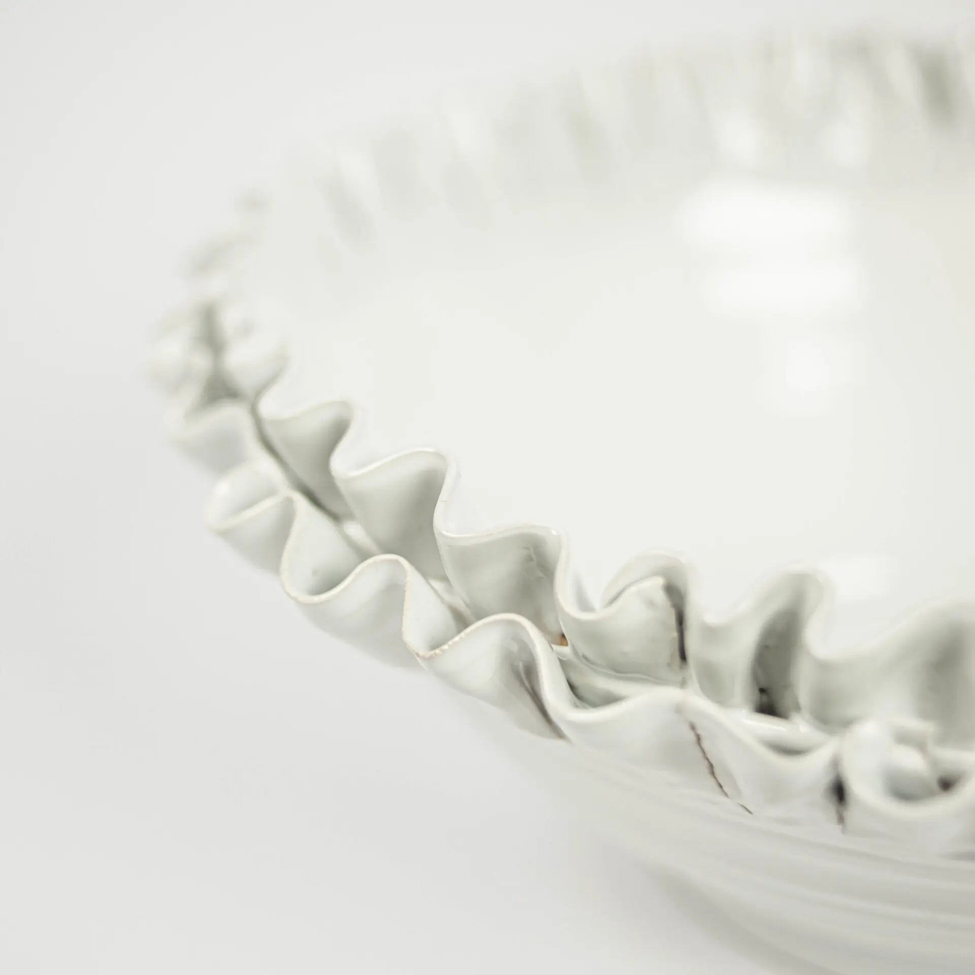 Claudine Bowl - Handmade Ceramic Decorative Bowl with Ruffled Edge and Footed Stand (Available in 3 Sizes)