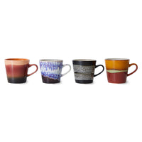 HKliving, Americano Mugs, Set of 4, Friction, 70s Ceramics