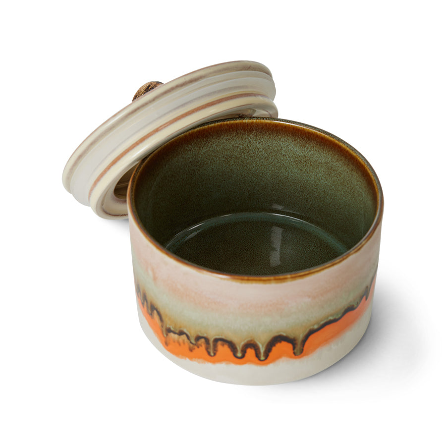 HKLIVING 70s Ceramics cookie jar Burst, close-up of reactive glaze texture and colour variation
