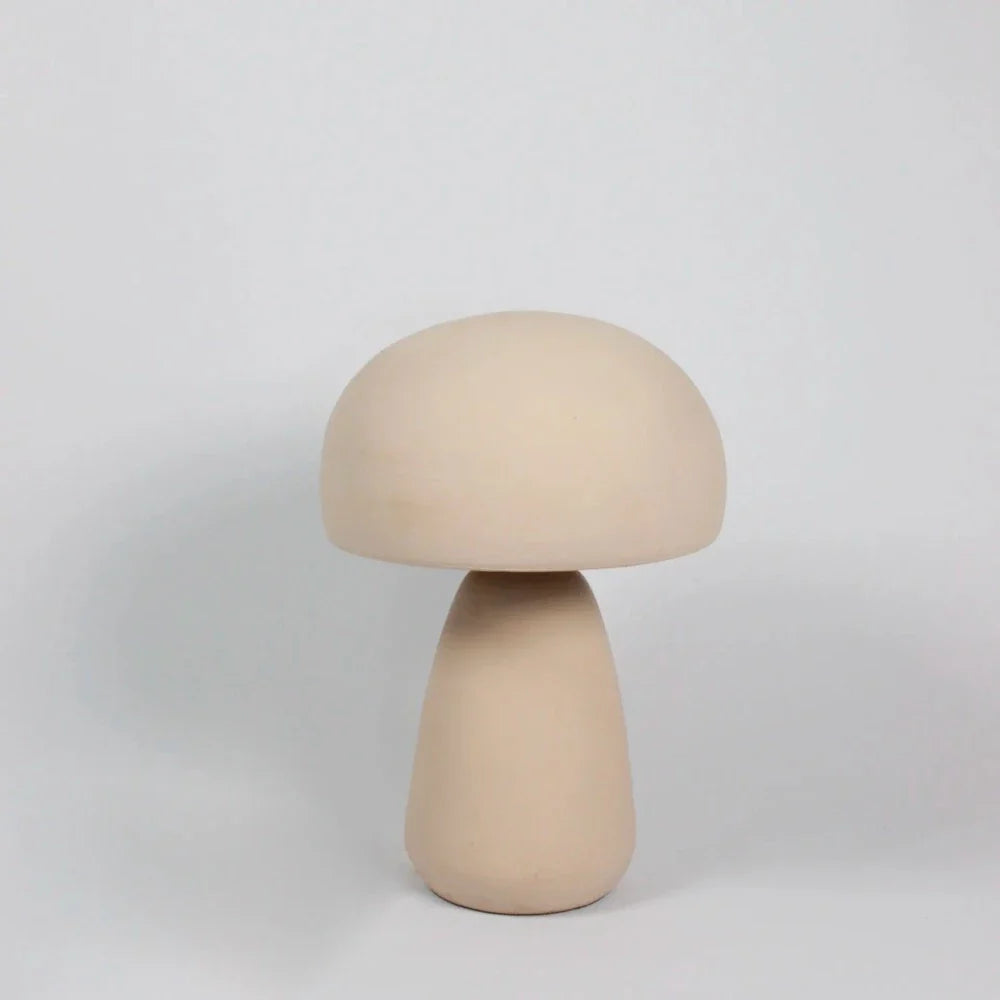 Adam beige terracotta mushroom table lamp by Olsson & Jensen on a white background