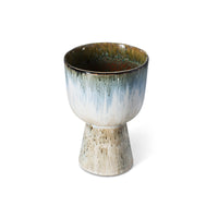 Retro Flower Pot in Glacier by HKLIVING – Blue-Toned Stoneware Planter with Reactive Glaze