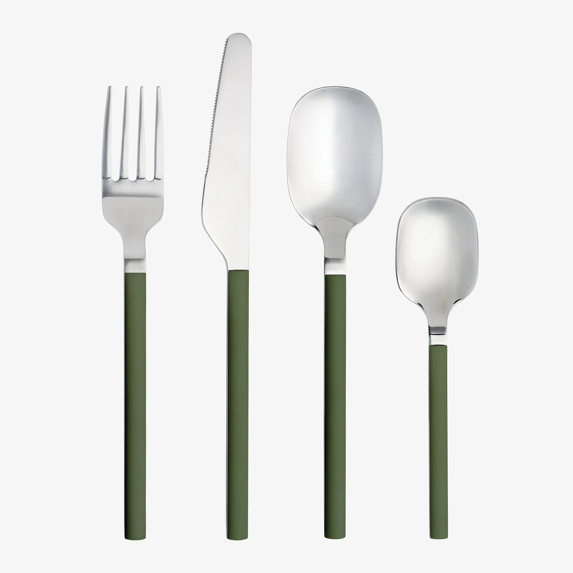 Aida Confetti olive cutlery set with stainless steel heads and coloured handles – 16 pieces