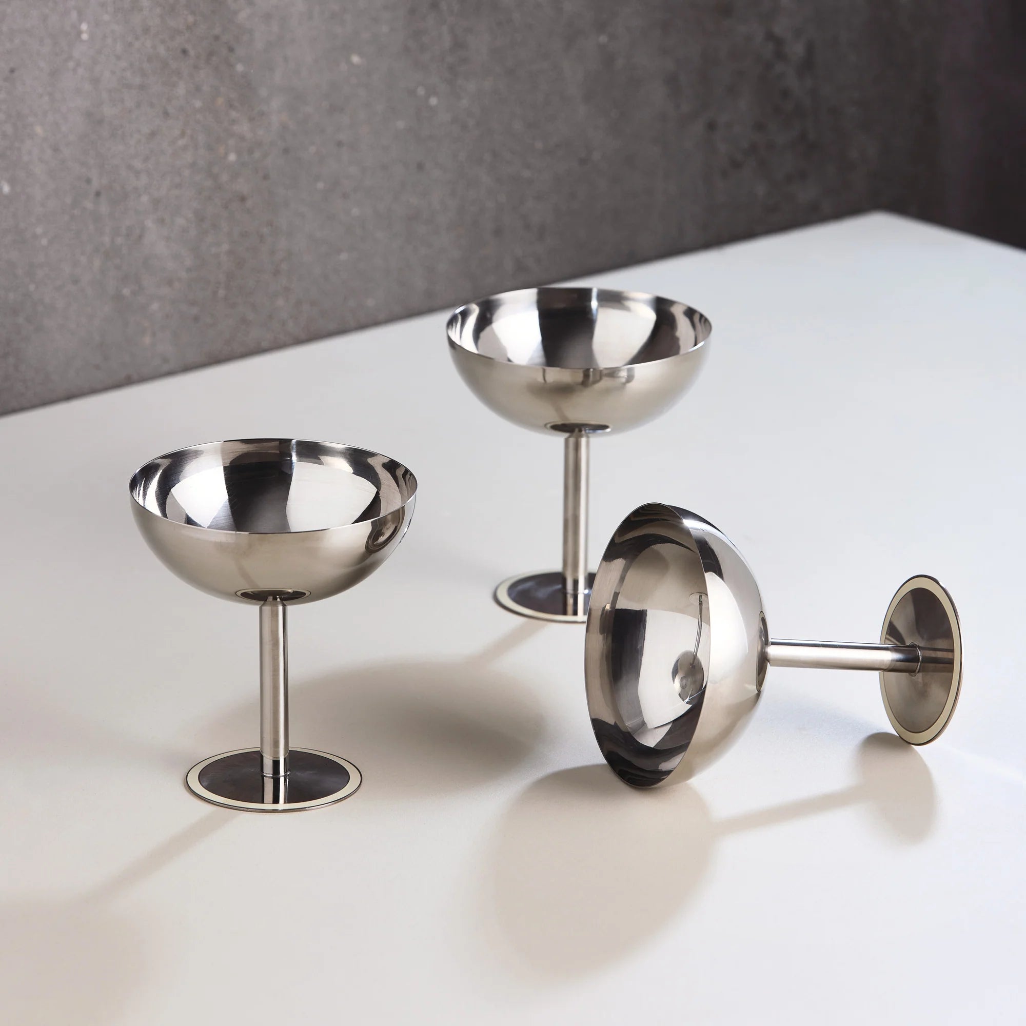 stainless steel ice cups by aida with vanilla base detail for elegant dessert and cocktail serving
