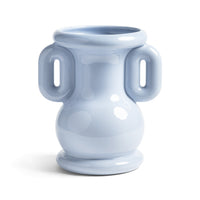 Light blue Amfora stoneware vase by &Klevering showing its rounded amphora shape