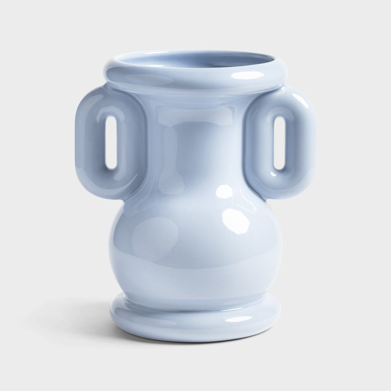 Amfora vase in light blue glossy stoneware with two looped handles by &Klevering