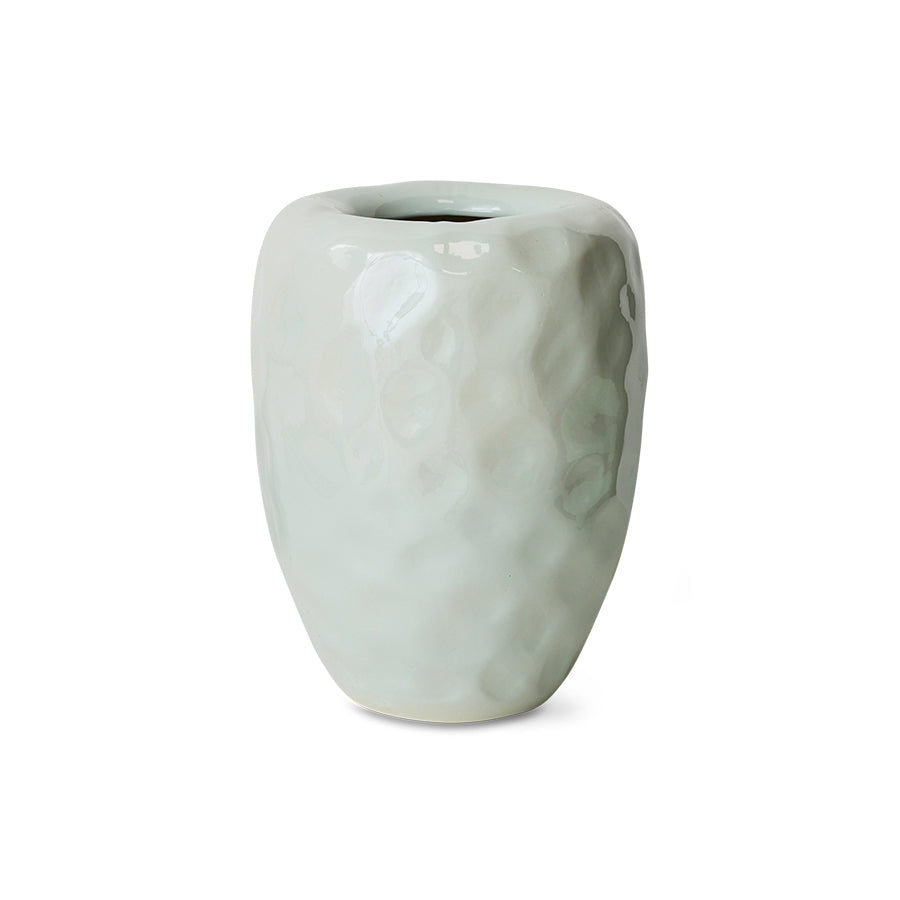 HKLIVING earthenware floor vase in pale mint on white background