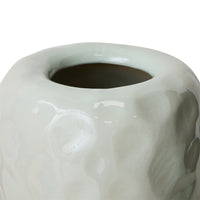 Close-up of HKLIVING earthenware floor vase rim showing dimpled pale mint texture