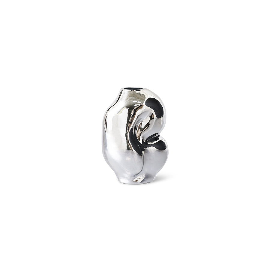 Gleam Glass Small Vase – Chrome – Modern Reflective Glass Vase by HKLIVING