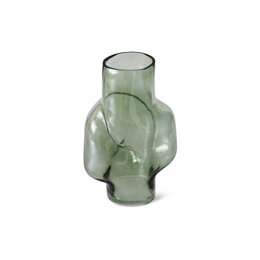 Gleam Glass High Vase – Olive – Tall Organic Glass Vase from HKLIVING
