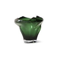 HKLIVING folded mid vase in emerald green glass on white background
