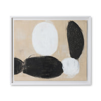 Parallel framed artwork by HKLIVING, abstract black and white shapes on beige 120 x 102cm on white background