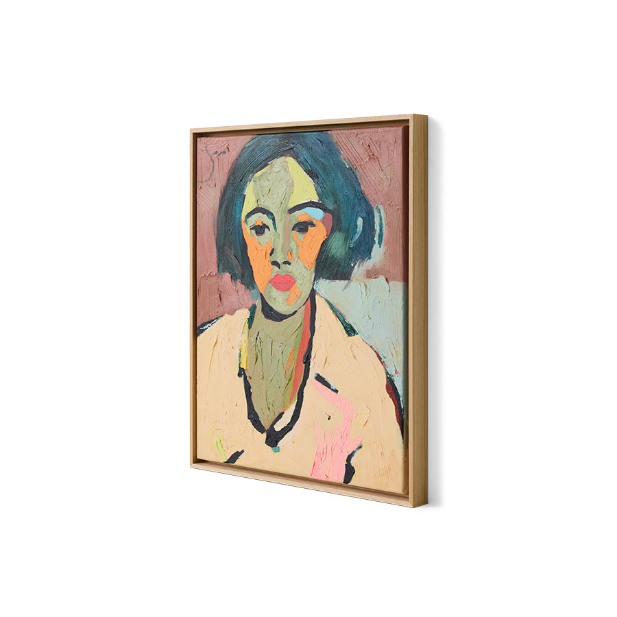 angled view of HKLIVING Self-Made framed canvas artwork showing wooden frame depth