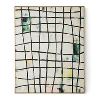 Wired framed canvas wall art by HKLIVING, full view of the abstract grid painting