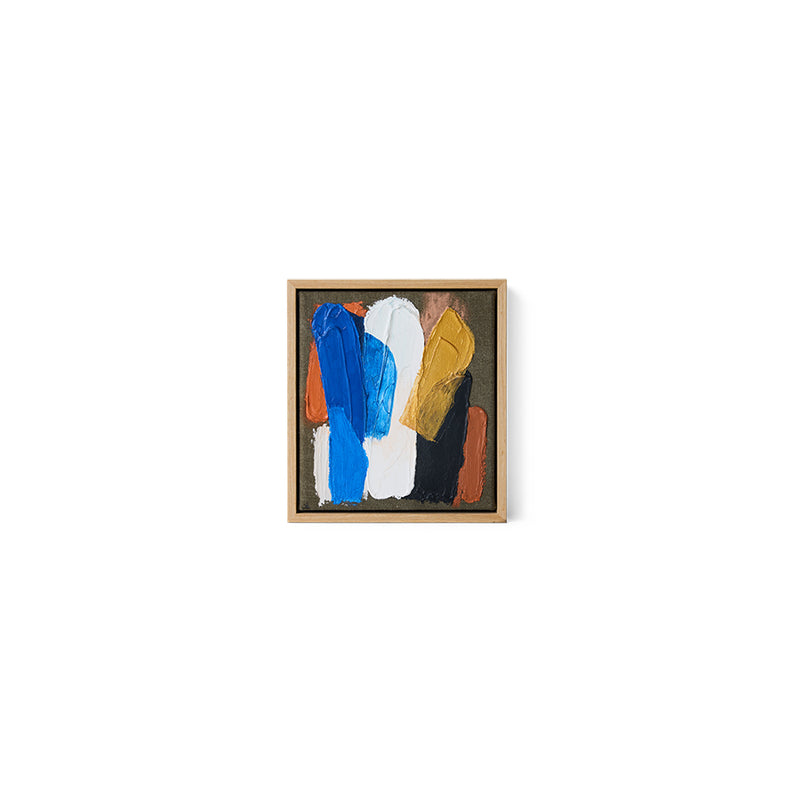 HKLIVING Moonlight Strokes framed abstract artwork with blue white gold and black strokes