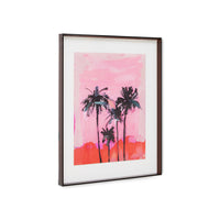 Acrylic Frame Brown, Palms on Pink Sunset Art by HKLIVING 40x50cm