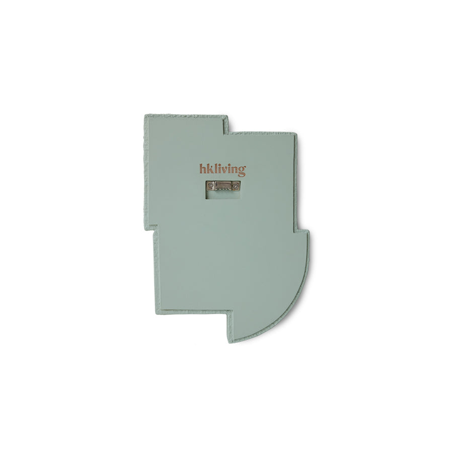 Reverse view of sage green Levels wall sculpture showing wall mounting bracket
