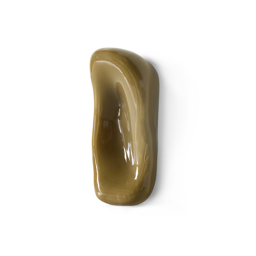 HKLIVING Glass Wall Sculpture in Moss, side angle product shot on white background showing form and depth
