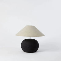 Bellac dark grey lamp base by Olsson & Jensen shown with a cream shade (shade sold separately)
