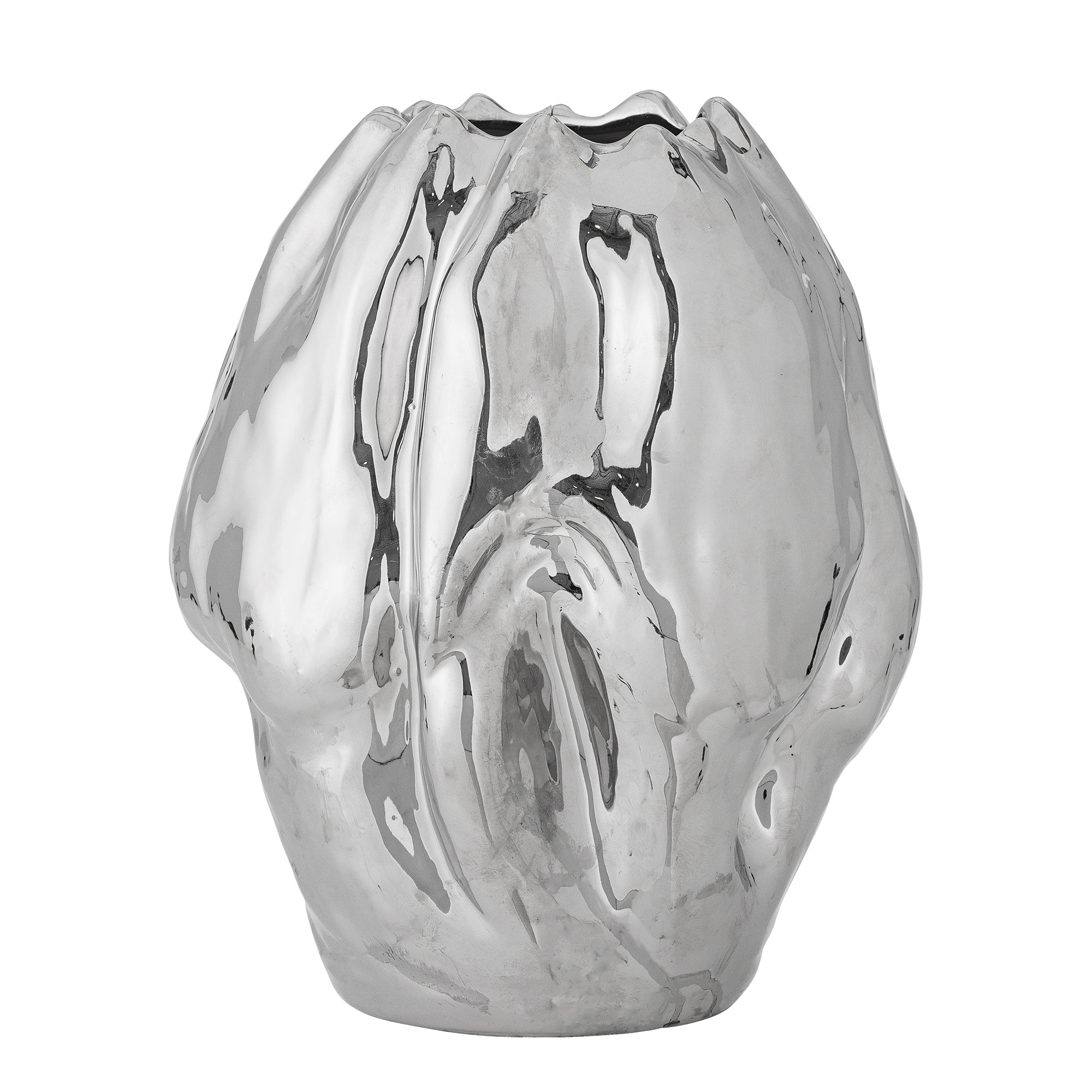 bloomingville bobby vase silver stoneware sculptural design front view
