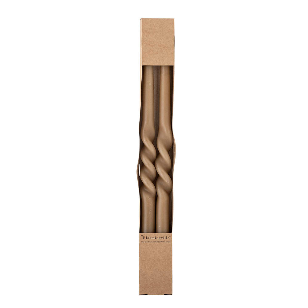 set of two brown bloomigville twist candles in kraft gift box
