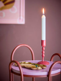 glossy red eber candle holder by bloomigville with white taper candle