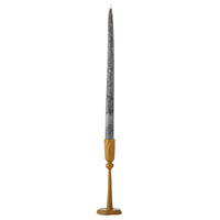 cutout of slim yellow bloomimgville eber candle holder with tall taper candle

