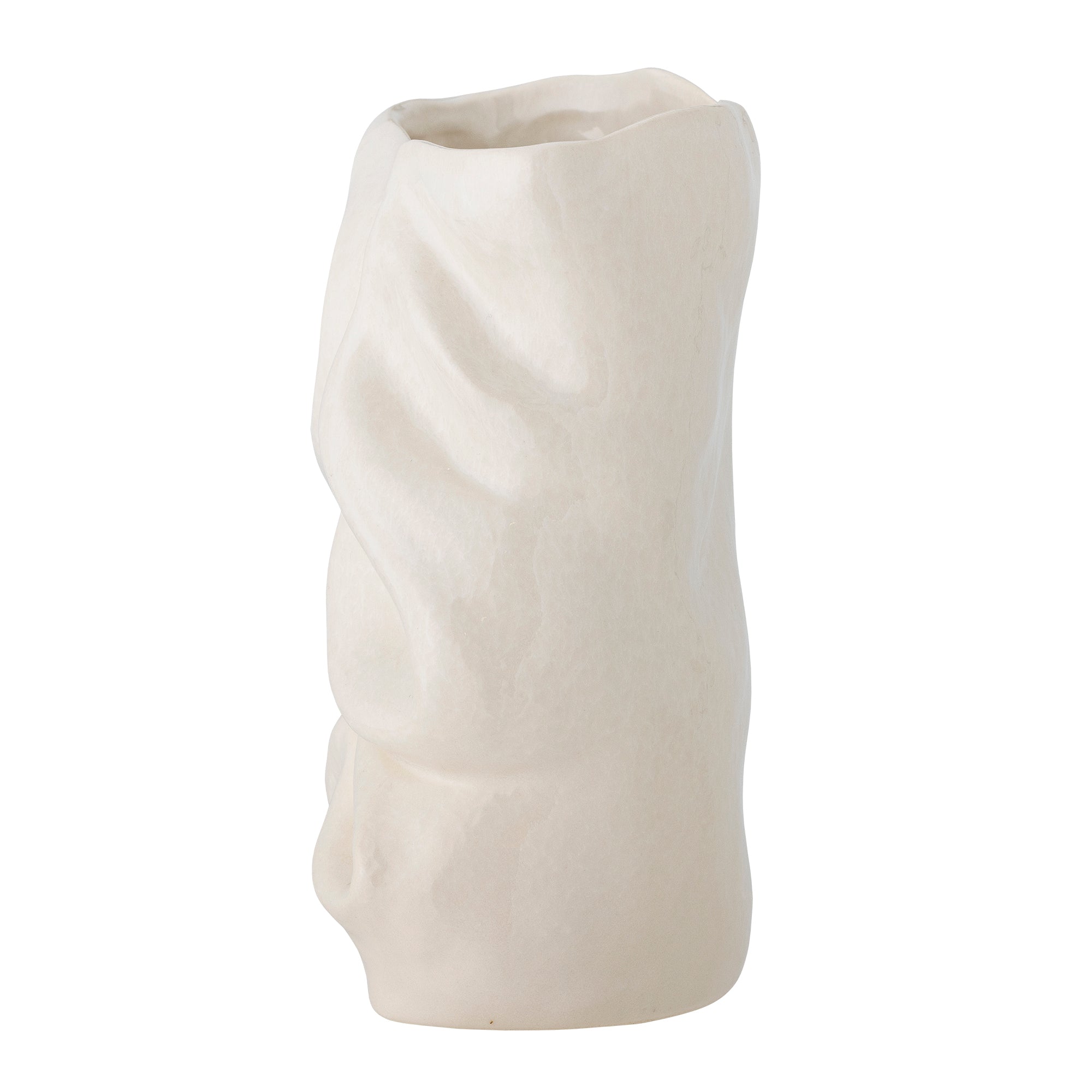angled view of bloomingville fabrice vase showing curved sculptural folds