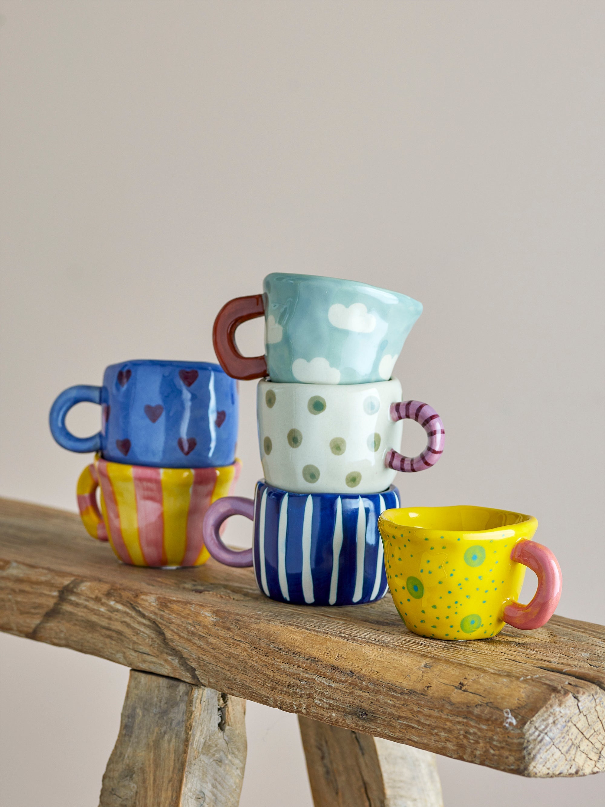 collection of colourful bloomingville nini cups including the nature dot design