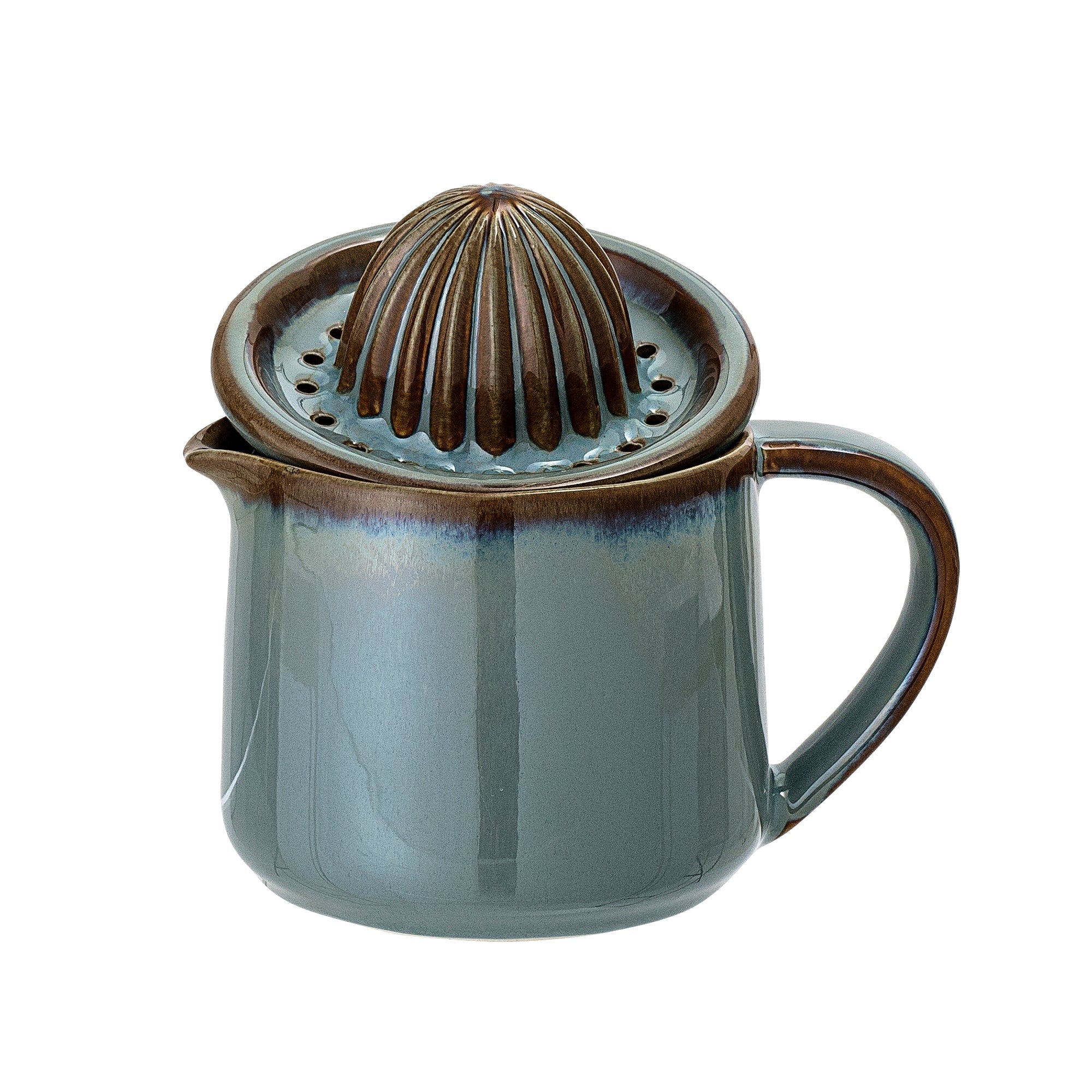 green stoneware pixie lemon juicer by bloomingville with reactive glaze