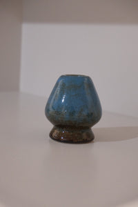 blue kusenaoshi ceramic chasen stand for bamboo matcha whisk
