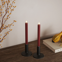 24cm bordeaux LED dinner candles styled on elegant dining table