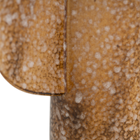 Close-up of the flecked caramel reactive glaze on the Bran vase
