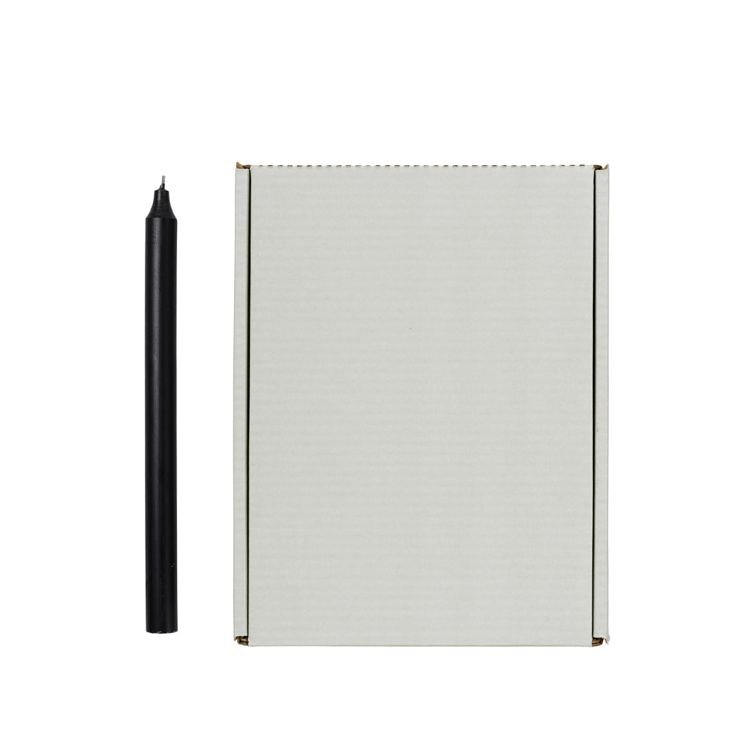 Black Rustic Taper Candle shown beside its Broste Copenhagen grey box
